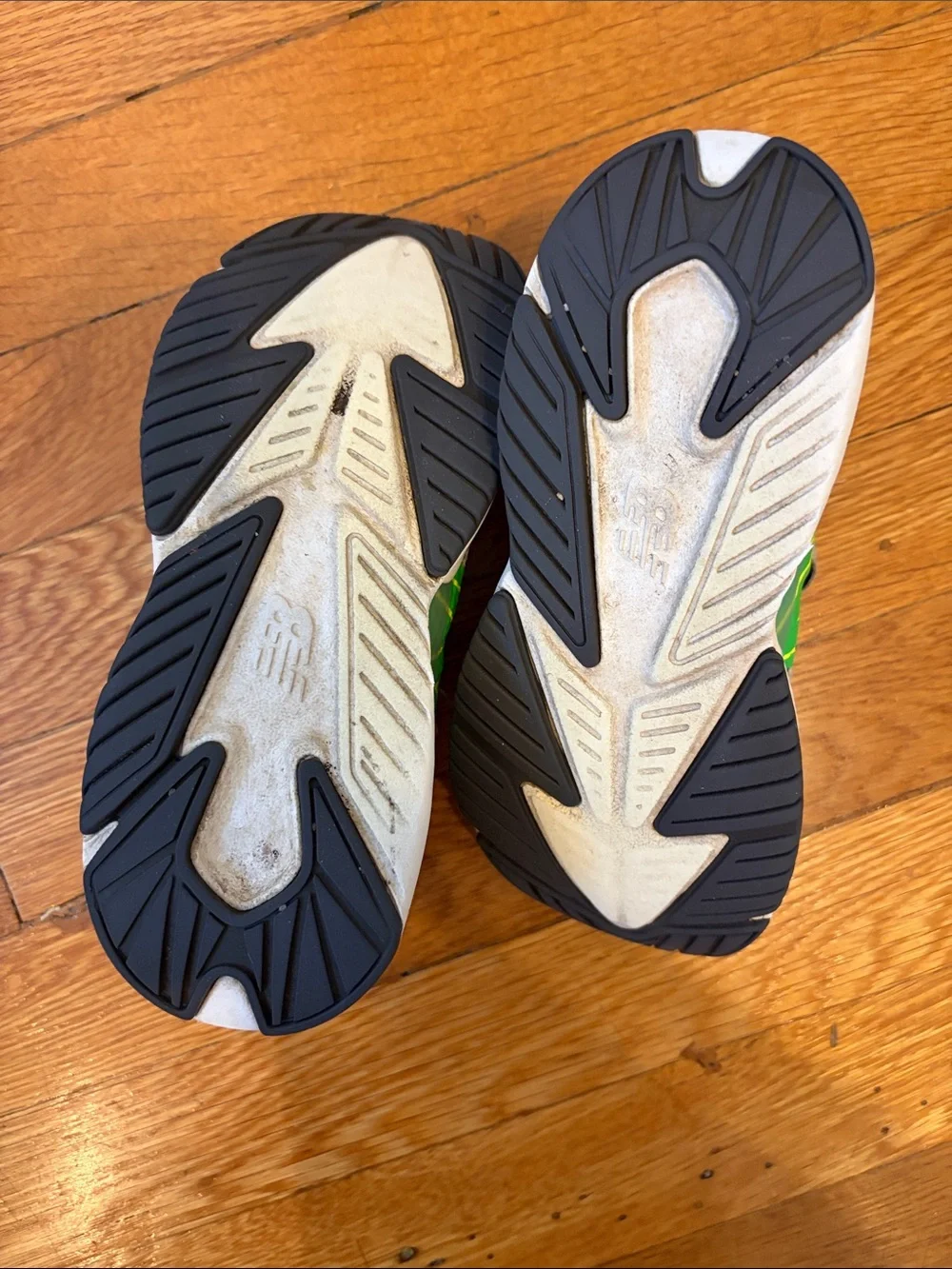 New Balance Kids Gray and Green Velcro Athletic Sneakers